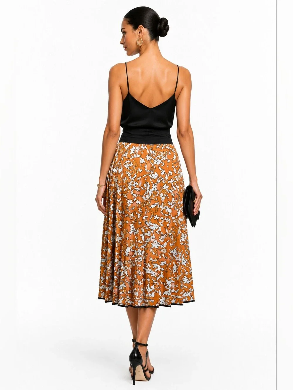 NWT Tory Burch 70s Scroll 100% Silk Pleated Wrap Midi Skirt Size 8 $498